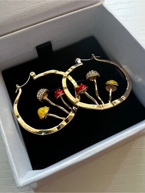 Mint & Lily Gold Hoop Mushroom Drop Earrings